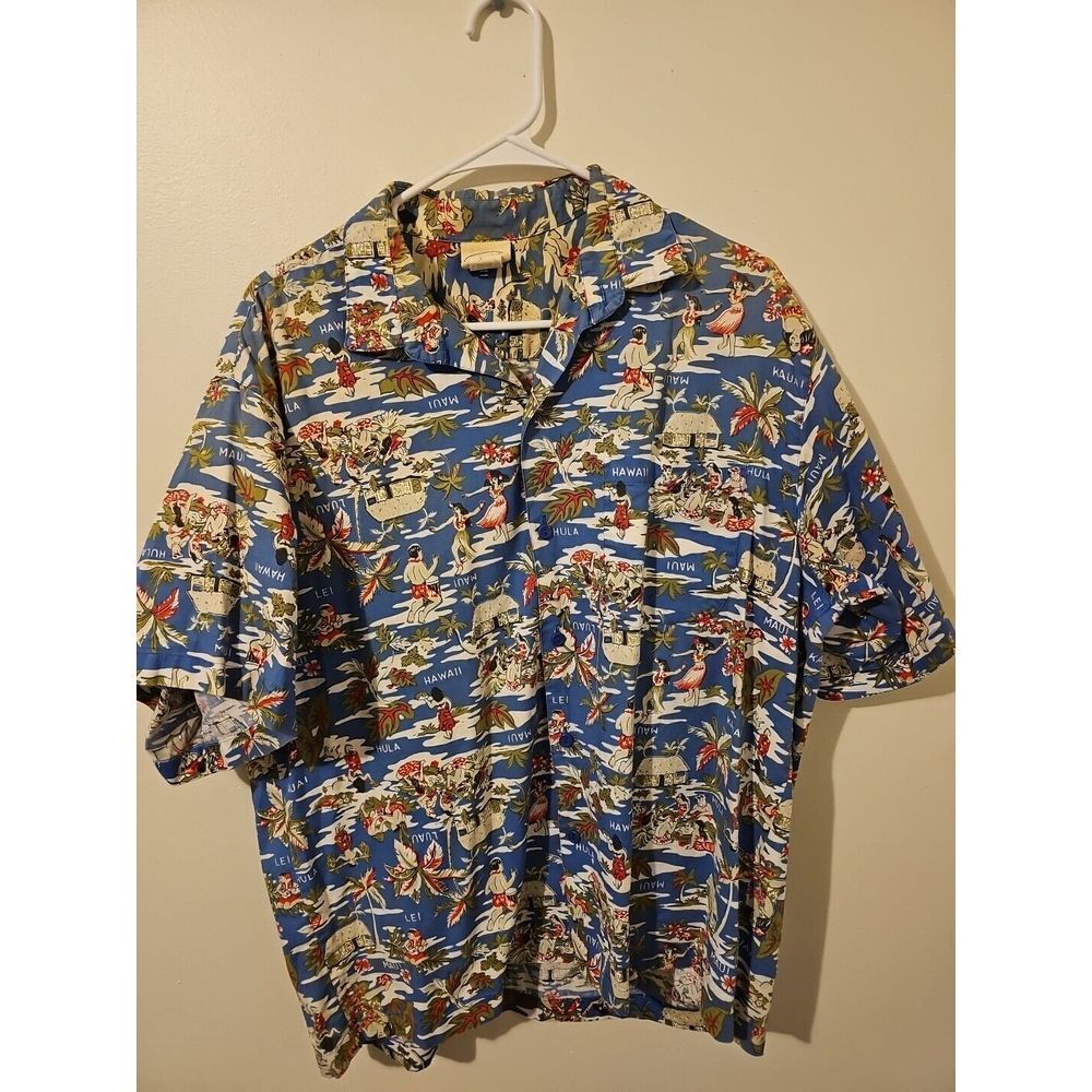 Canoe Vintage Y2K Hula Girl Beach Hut Luau Lei Maui Tiki Aloha Beach Shirt 25x27
